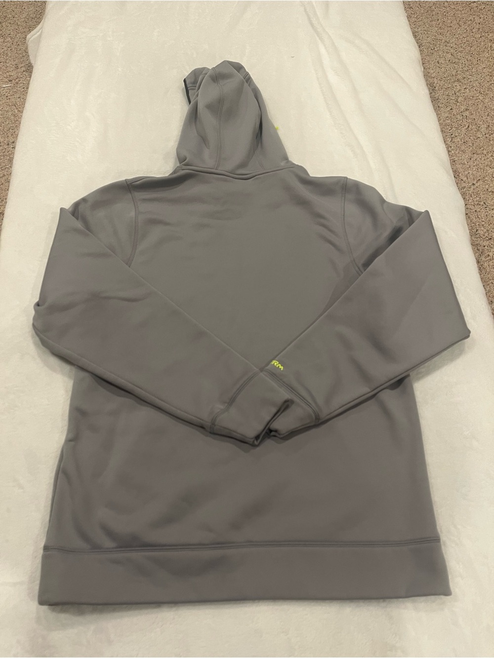 Under Armour Gray Pullover Hoodie with Black and Neon Yellow Accents-Medium - Picture 2 of 6